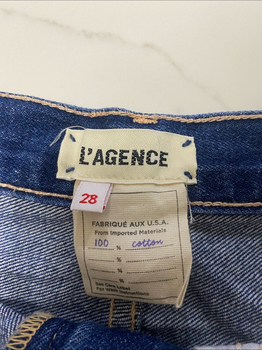 L'AGENCE Dark Blue Distressed Denim Mini Skirt SZ 28/6/Medium - Picture 4 of 6